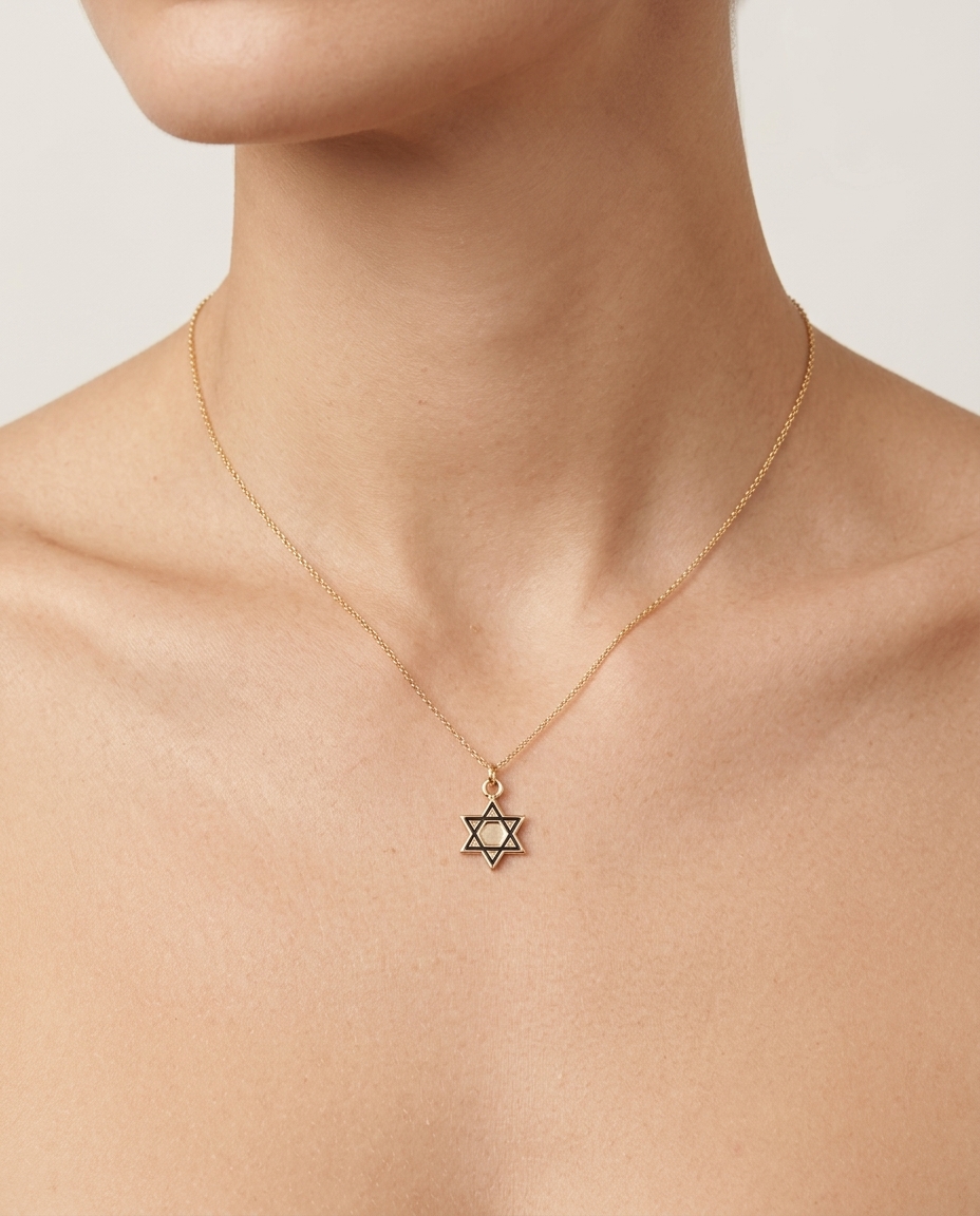 Star of David Pendant in White Gold on model