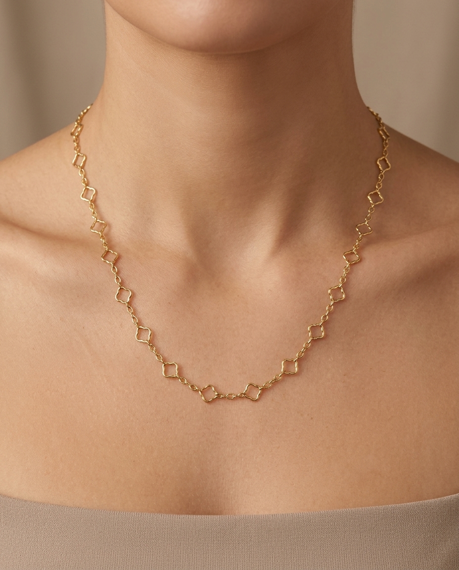 14KT Yellow Gold Necklace on model