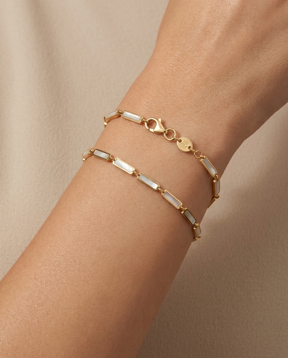 14KT Gold Mother of Pearl Bracelet view 2