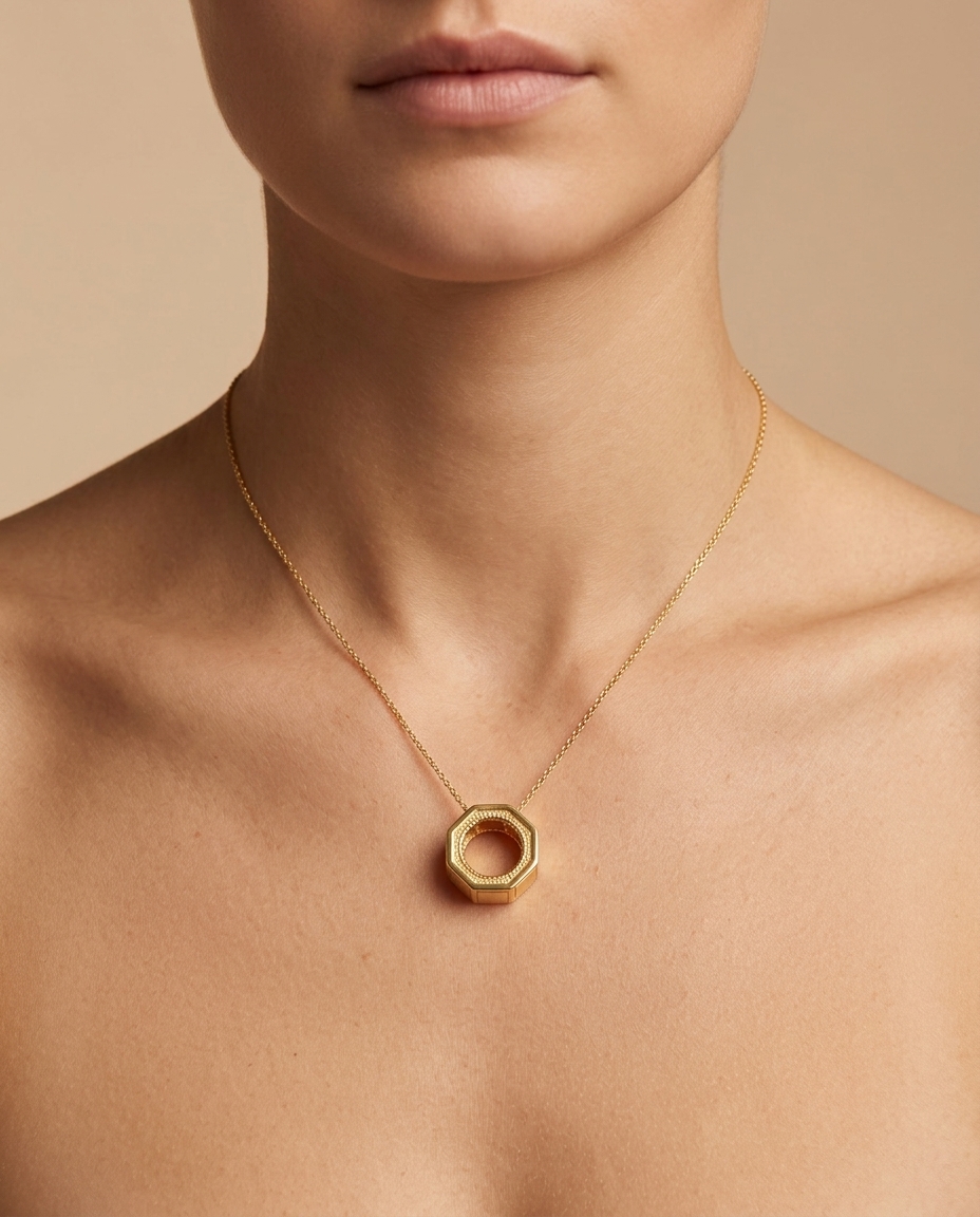14KT Yellow Gold Heart Pendant on model