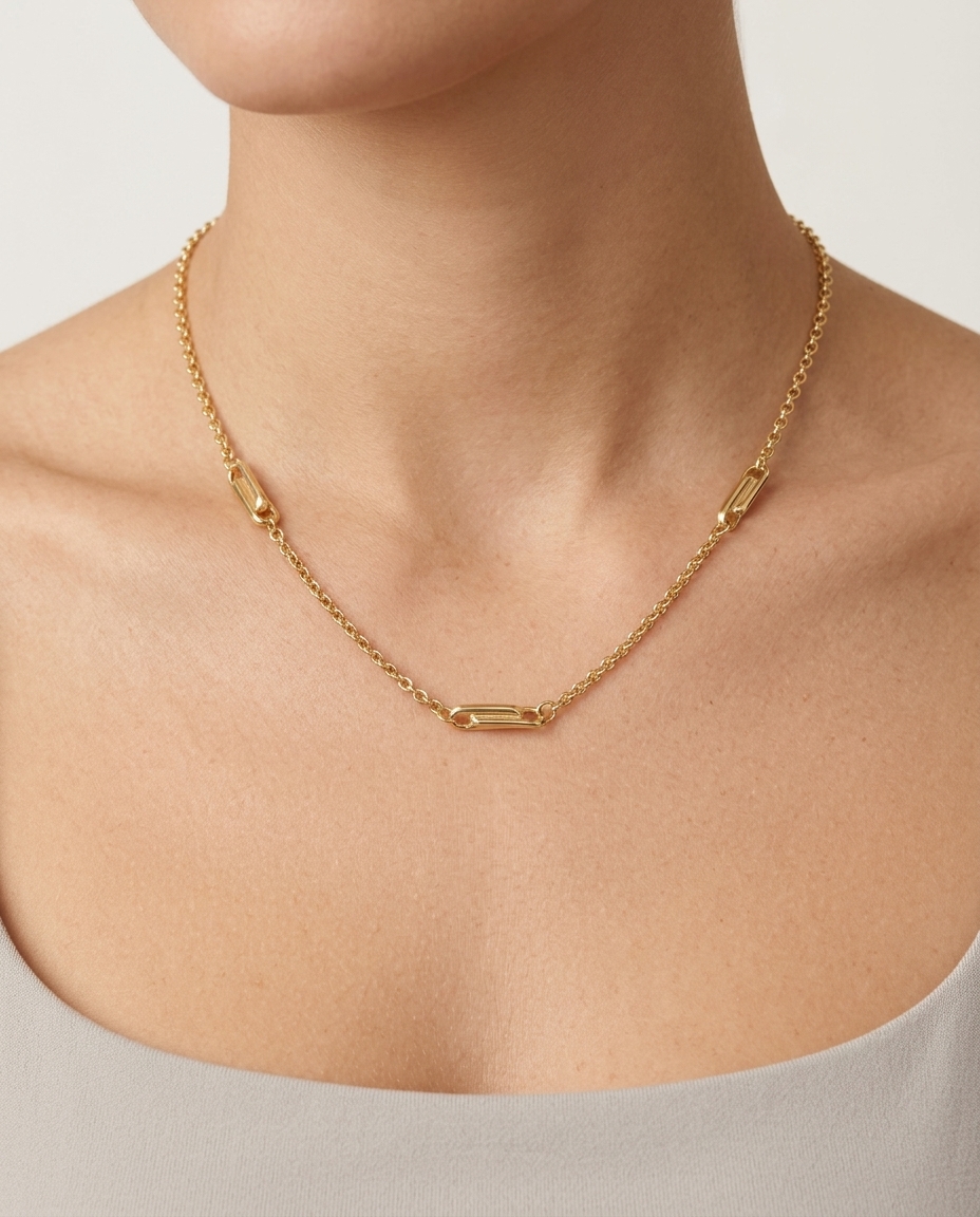14KT Gold Necklace on model