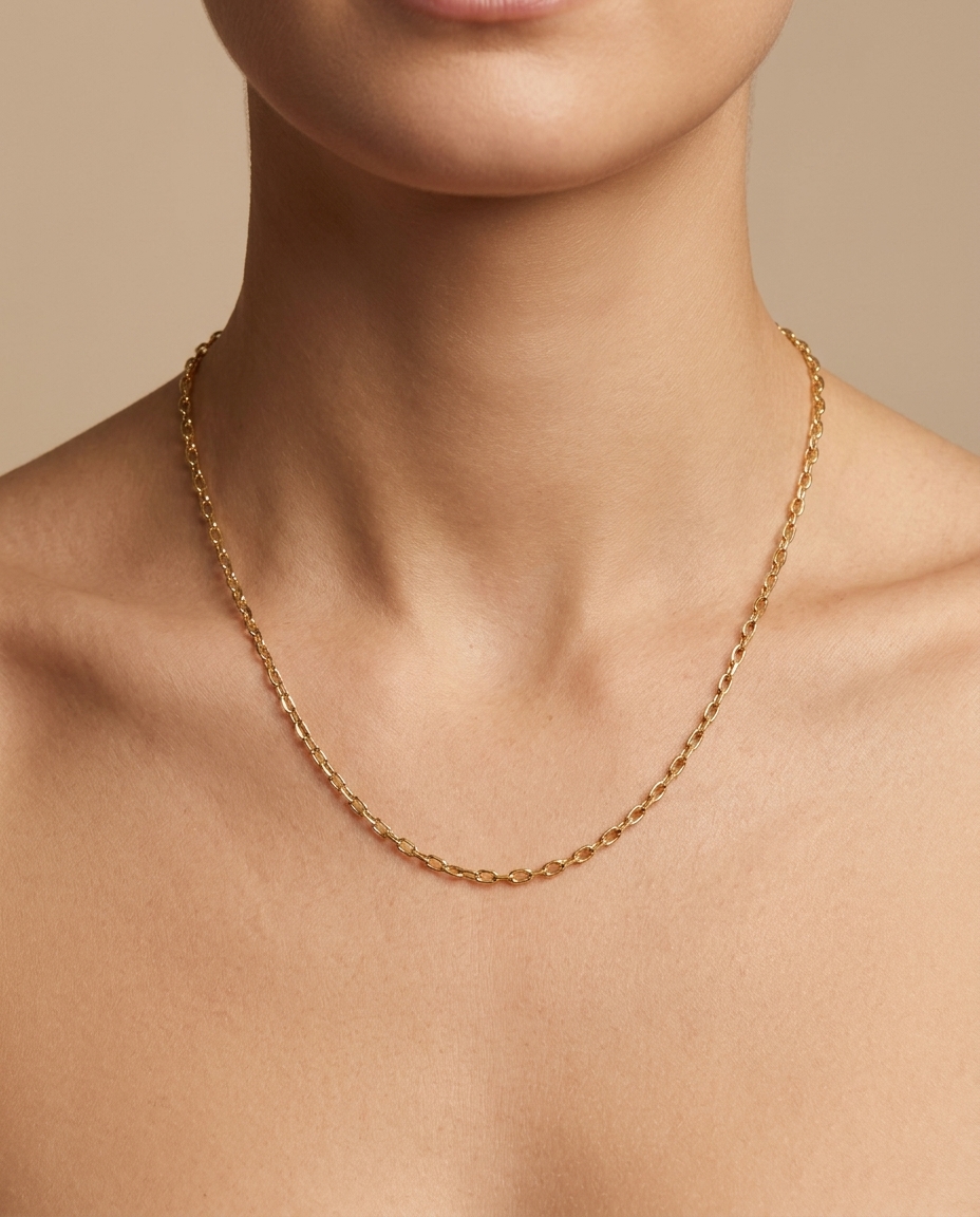 14KT Gold Paperclip Necklace view 2