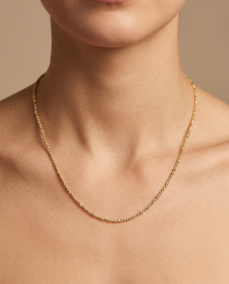 14KT Gold Diamond Cut Chain Necklace view 2