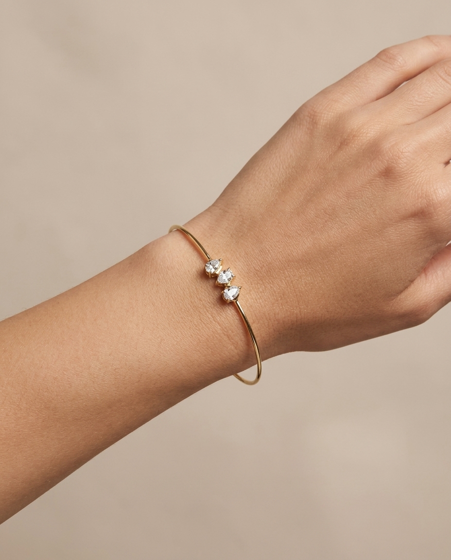 14KT Yellow Gold Diamond Bangle on model