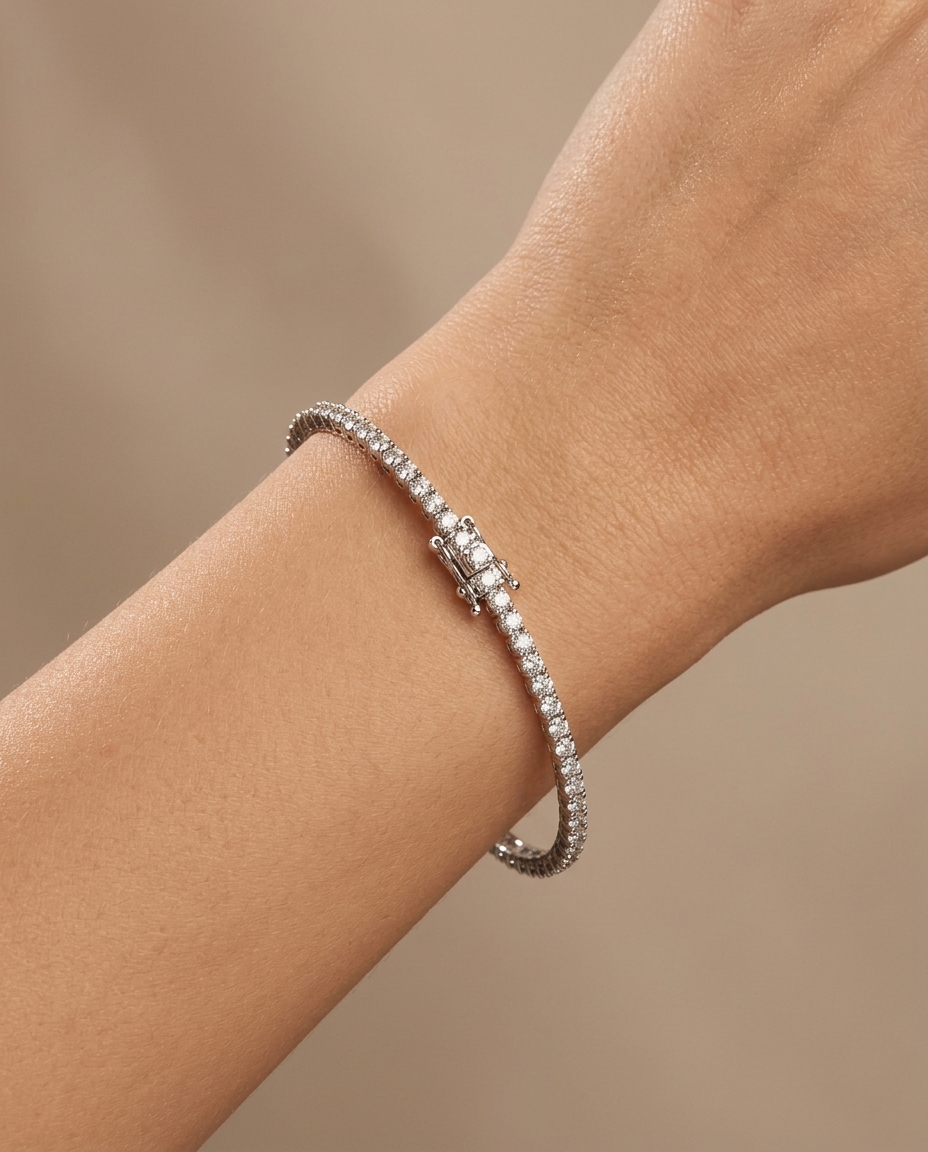 14KT Gold Diamond Bracelet on model