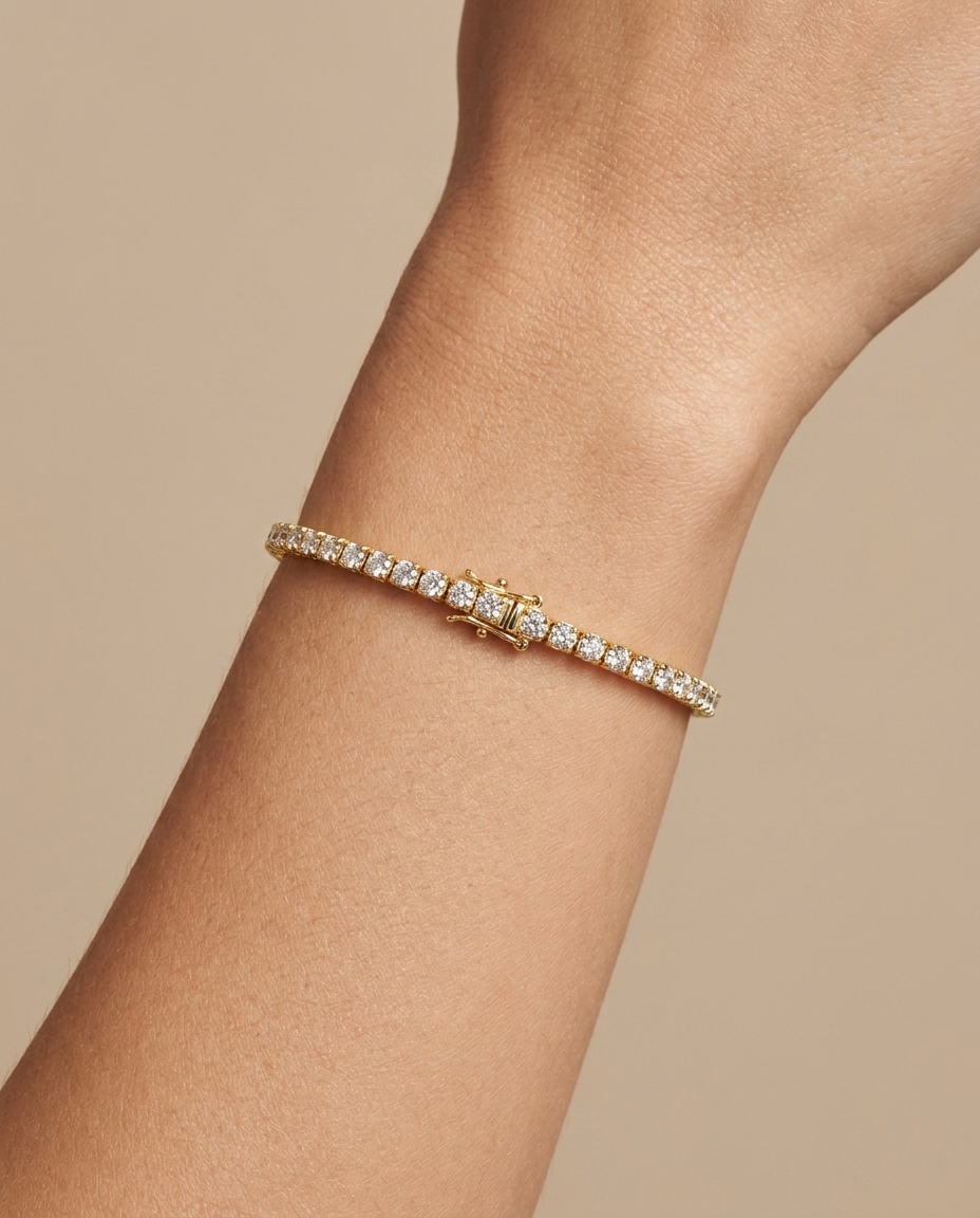 14KT Gold Champagne Diamonds Tennis Bracelet view 2