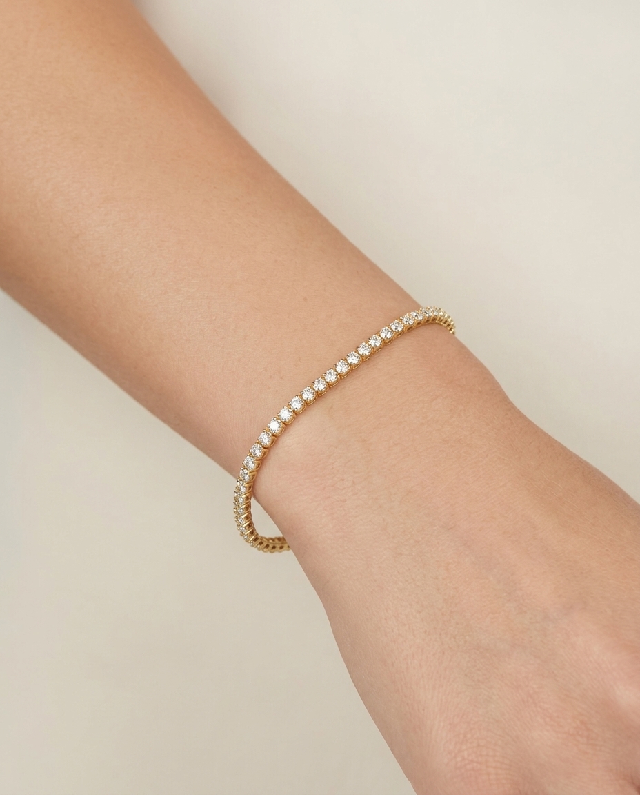 14KT Gold Champagne Diamonds Tennis Bracelet view 2