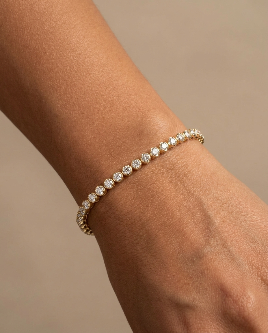 14KT Gold Diamonds Tennis Bracelet 6.00 Cts on model
