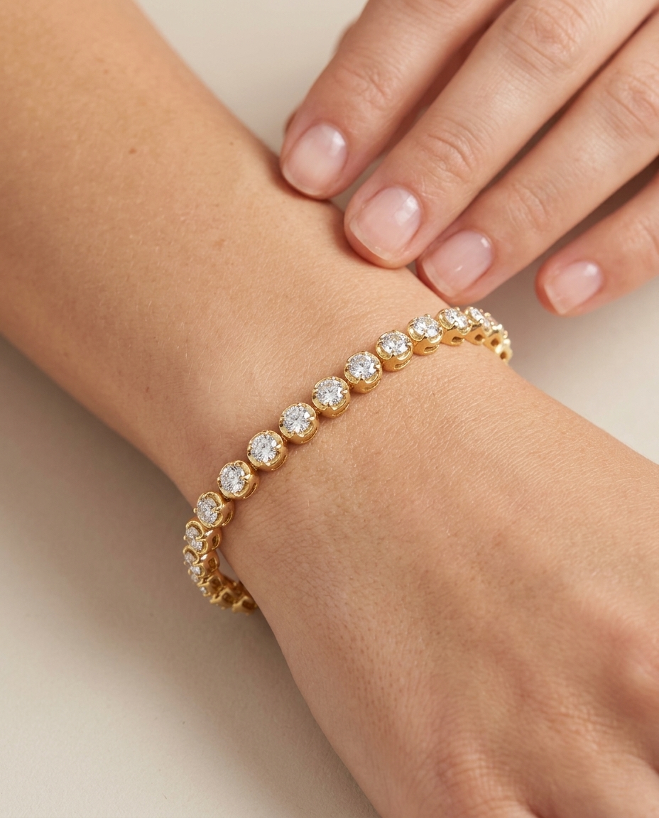 14KT Yellow Gold Diamond Buttercup Tennis Bracelet (9.00 CTS) view 2