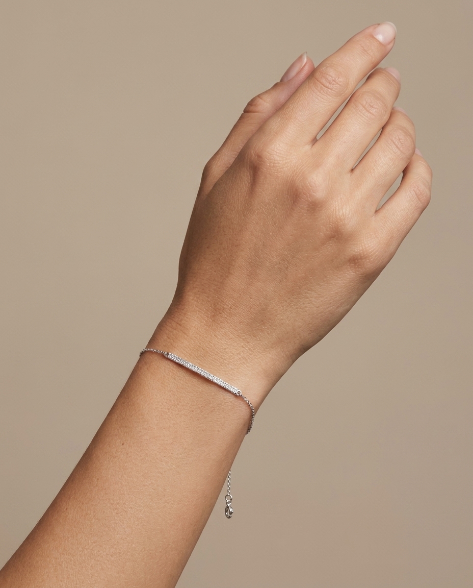 14KT Gold Diamond Bar Bracelet view 2