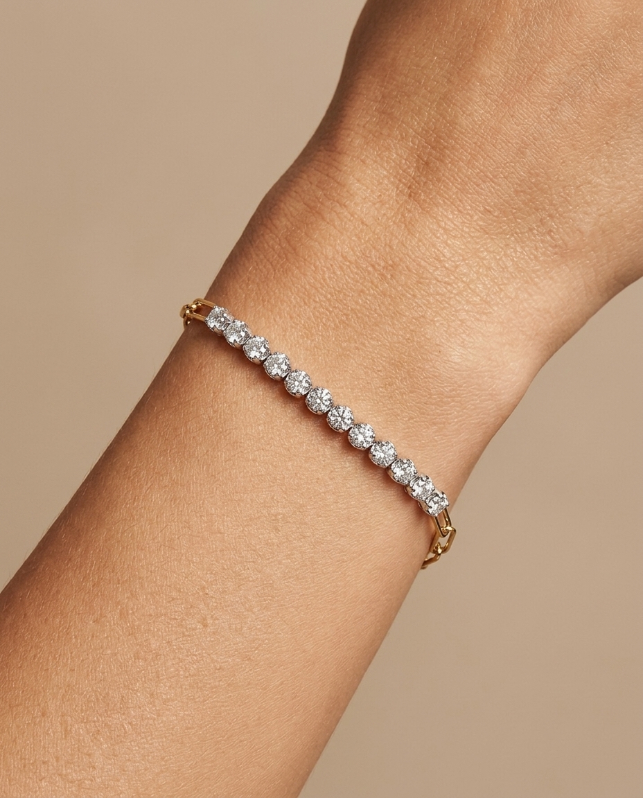 14KT Yellow Gold Diamond Bracelet view 2