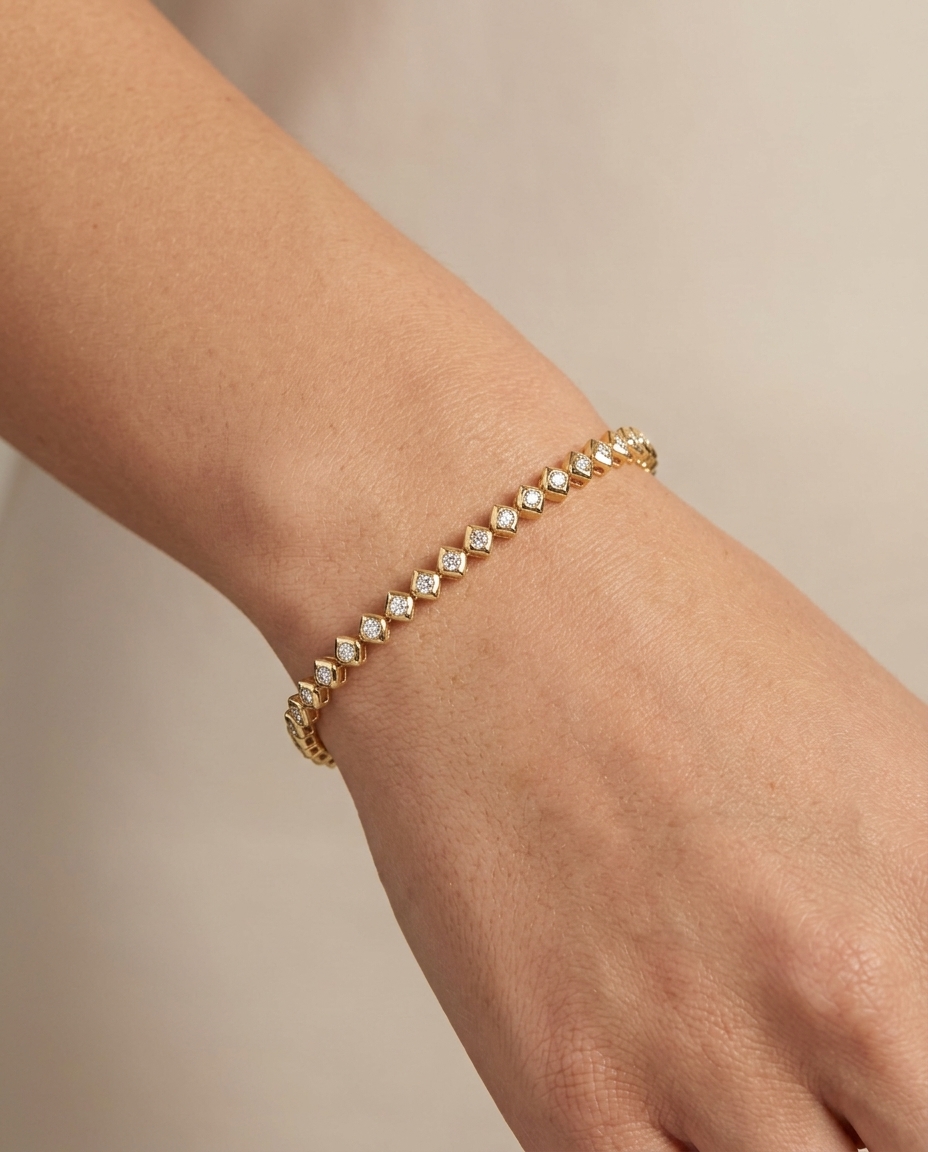 14KT Yellow Gold Diamond Bracelet view 2