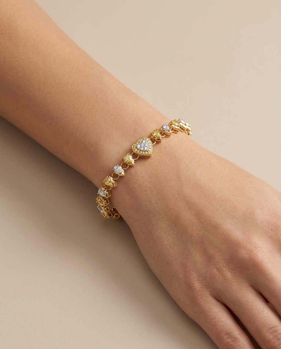 14KT Yellow Gold Diamond Bracelet on model