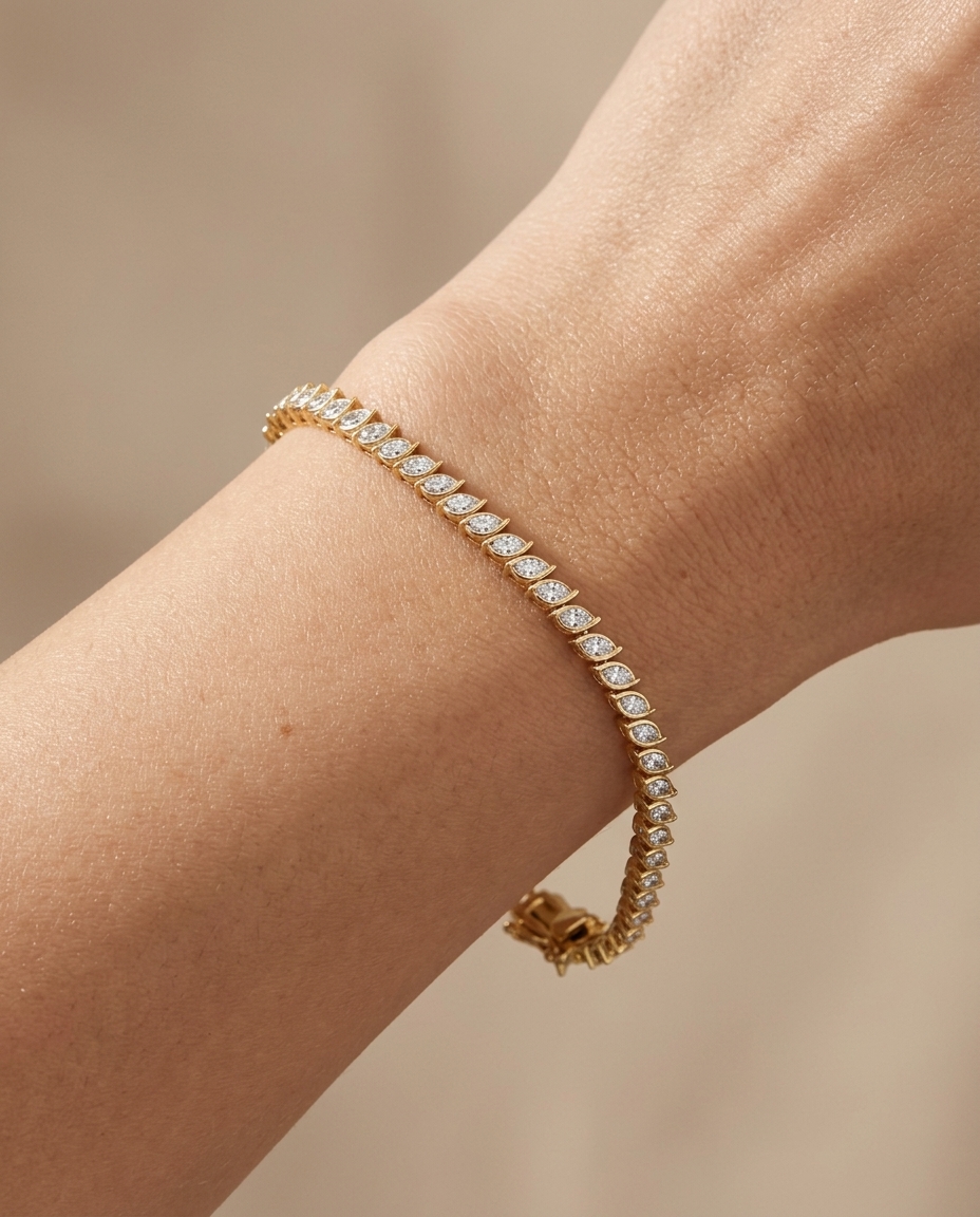 14KT Yellow Gold Diamond Bracelet on model