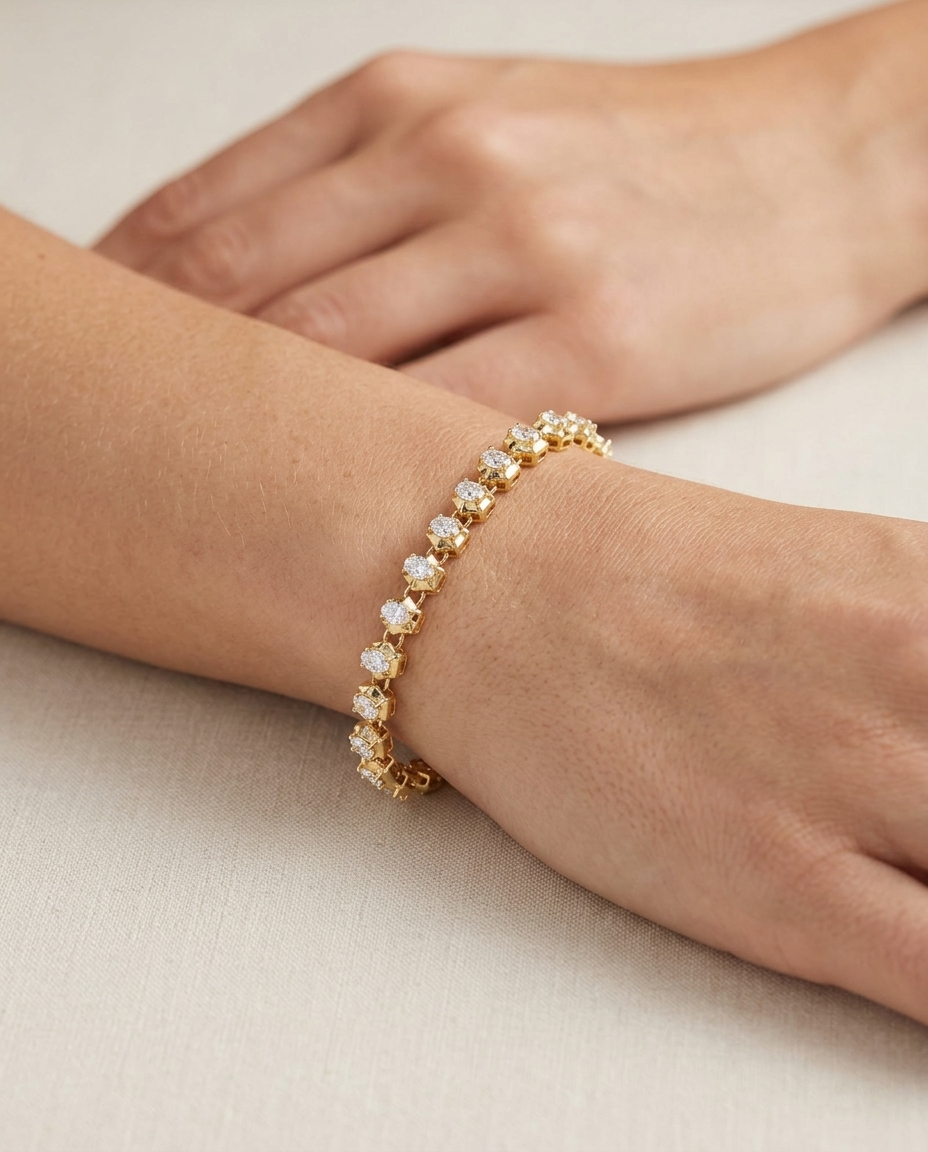 14KT Gold Diamond Bracelet view 2
