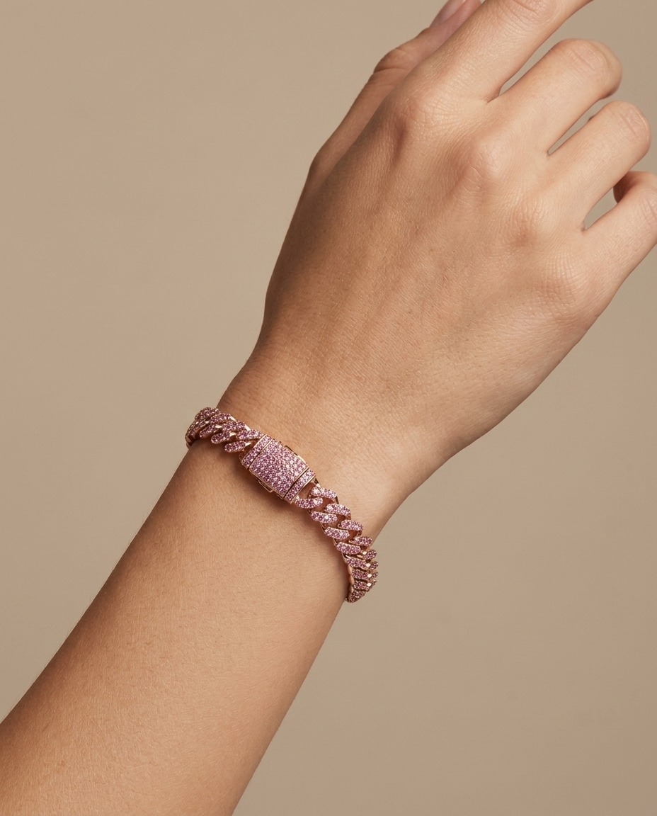 14KT Rose Gold Pink Sapphire Bracelet on model