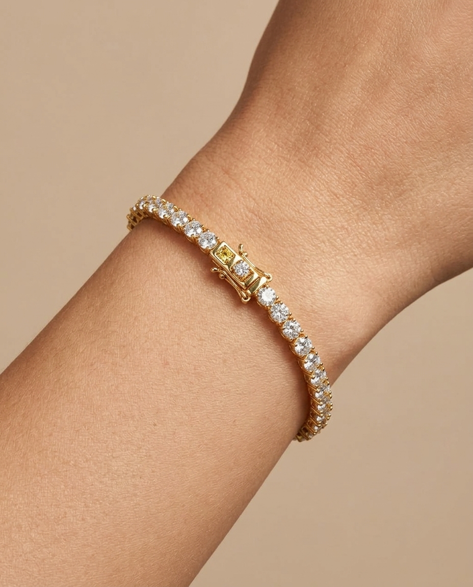 14KT Yellow Gold <B>CHAMPAGNE</B> Diamond Tennis Bracelet (10.00 CTS) view 2
