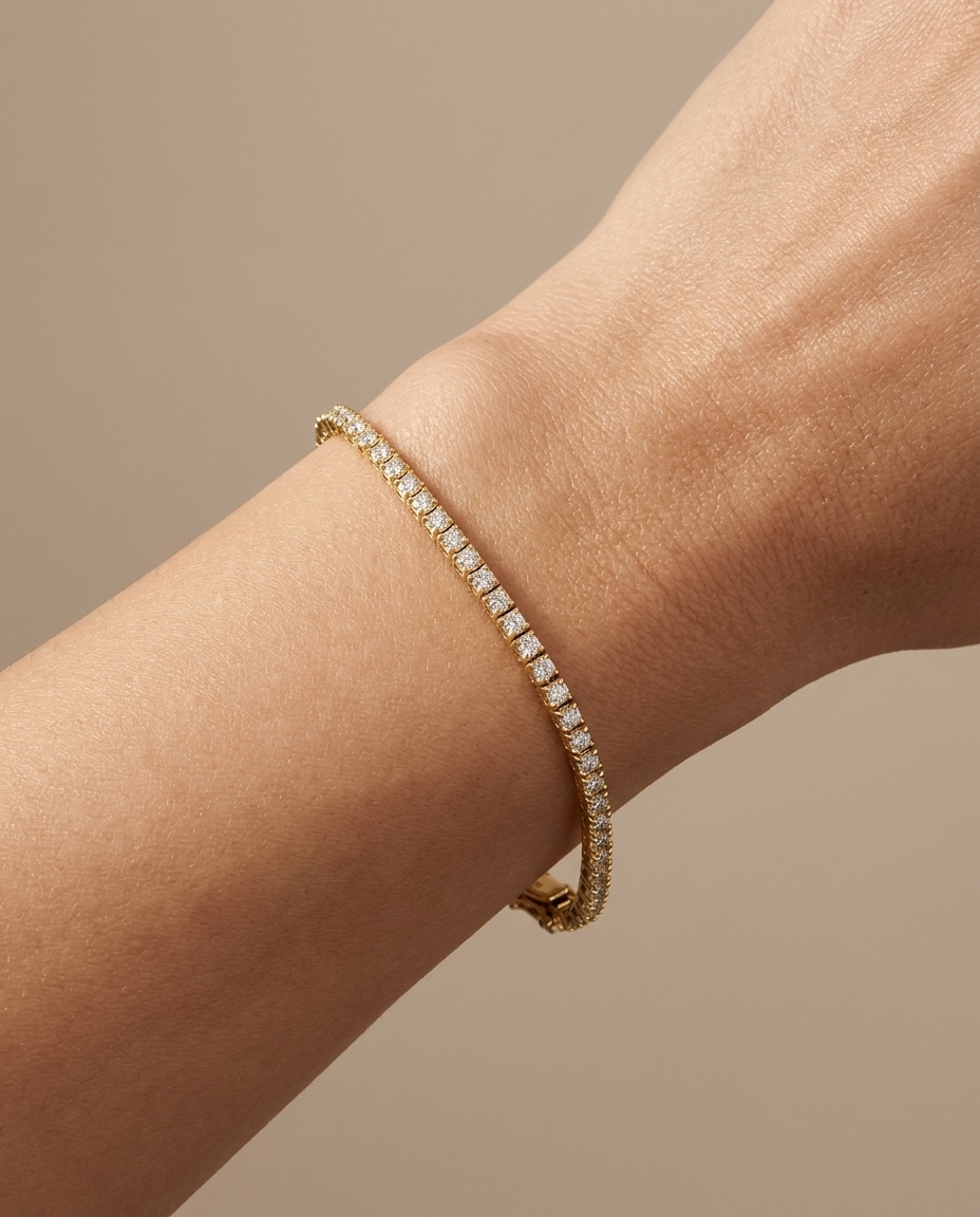 14KT Gold Champagne Diamond Tennis Bracelet view 2