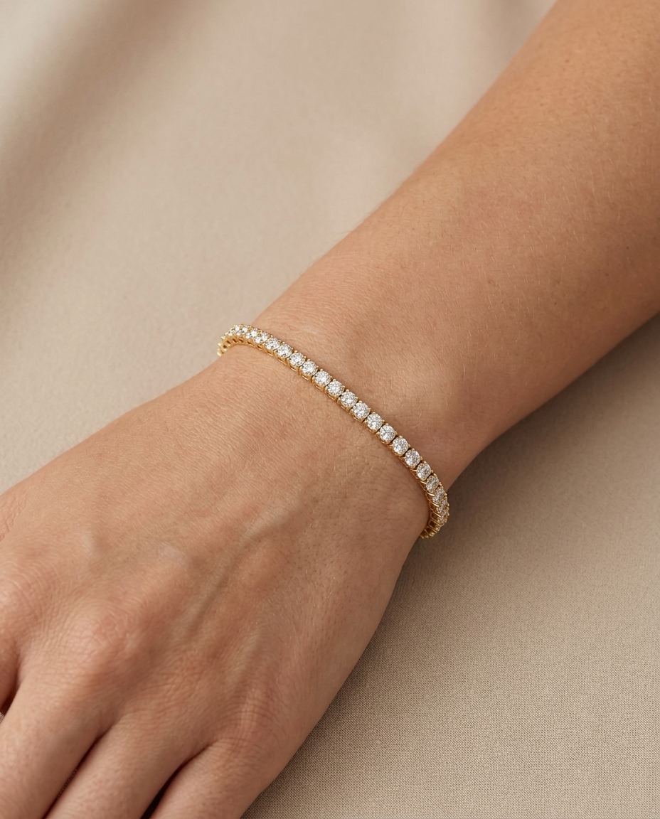 14KT Gold <B>CHAMPAGNE</B> Diamond Tennis Bracelet (4.00 CTS) view 2