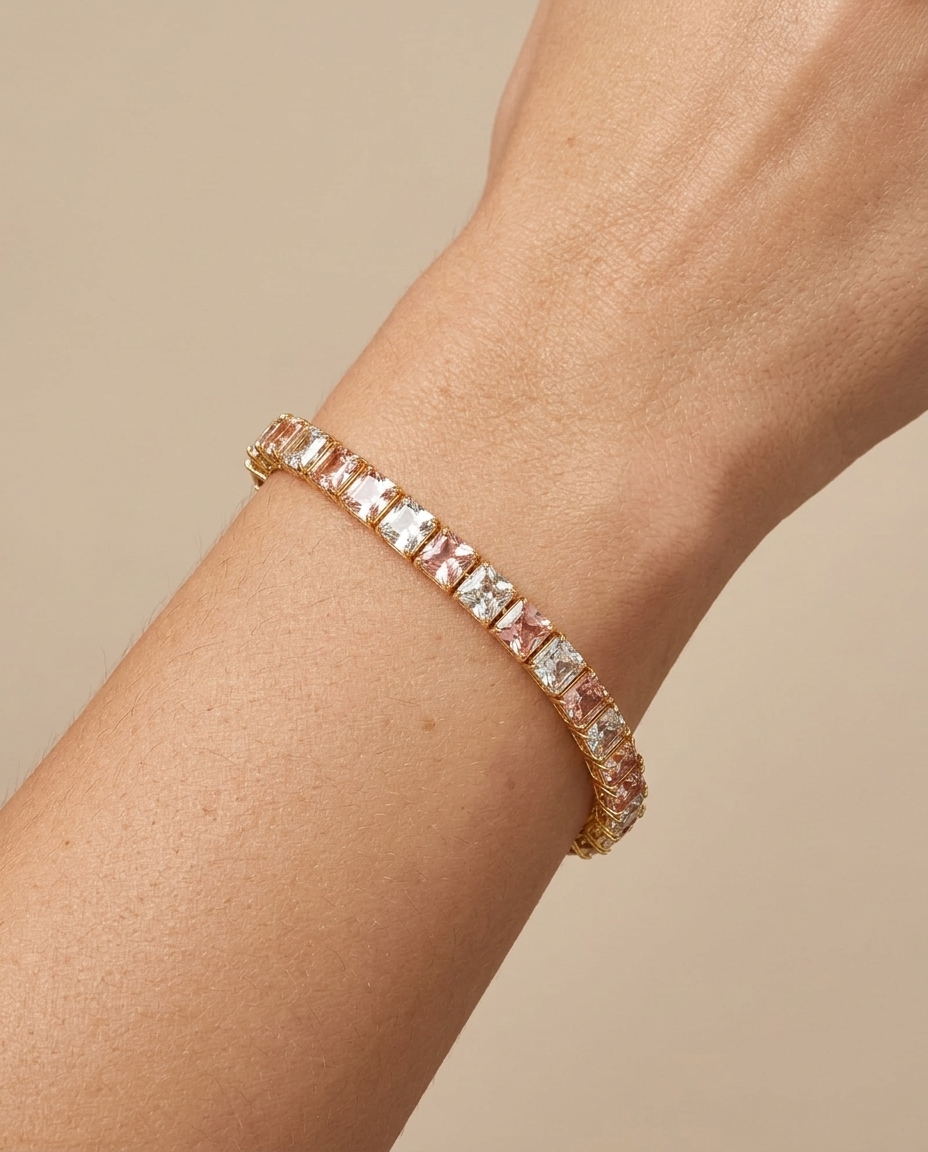 14KT Gold Morganite Bracelet on model