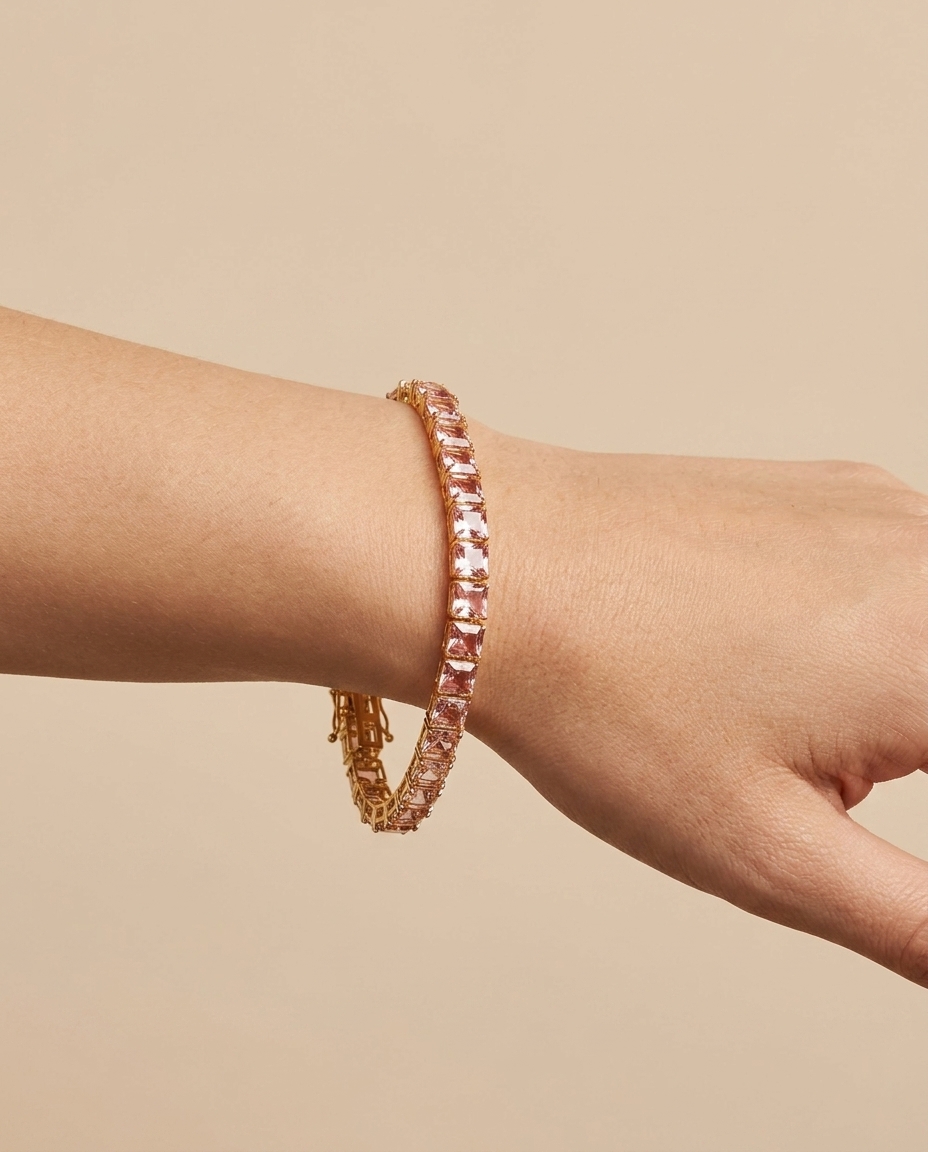 14KT Gold Morganite Bracelet on model