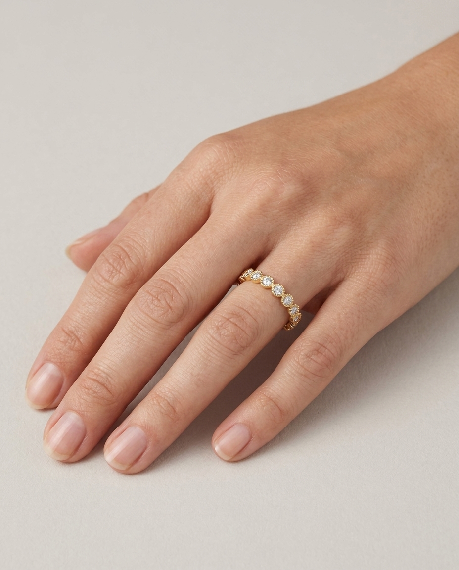 18KT Yellow Gold Rose Cut Diamond Ring view 2