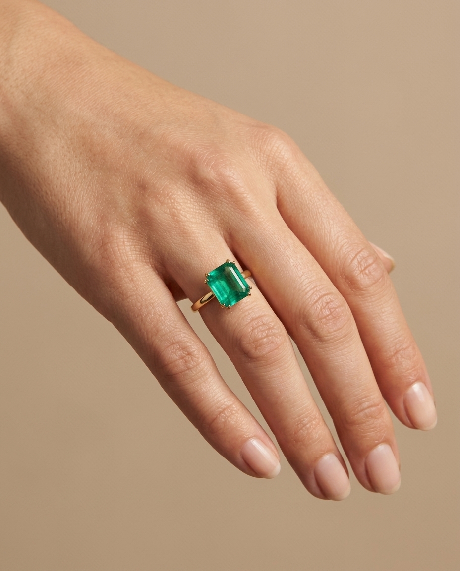 14KT Yellow Gold Emerald Ring view 2