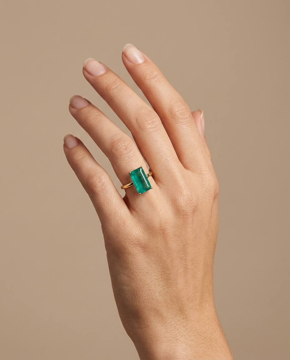 14KT Yellow Gold Emerald Ring view 2