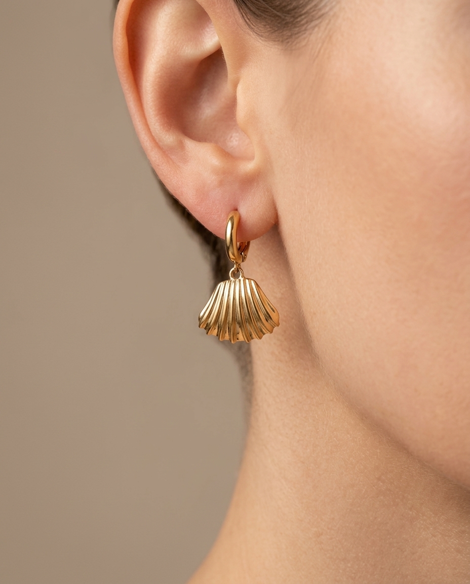 14KT Yellow Gold Earring on model