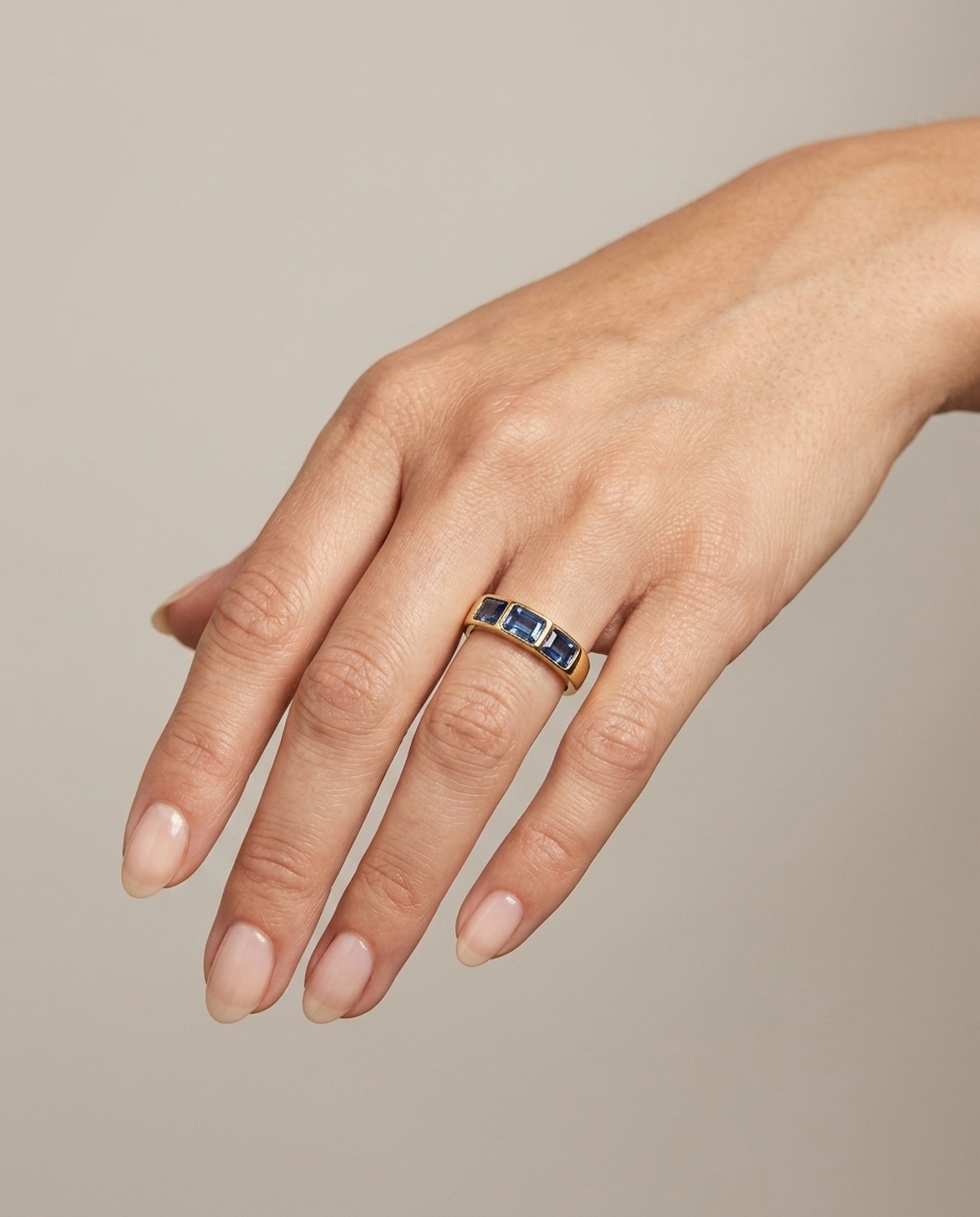 14KT Yellow Gold Sapphire Ring view 2