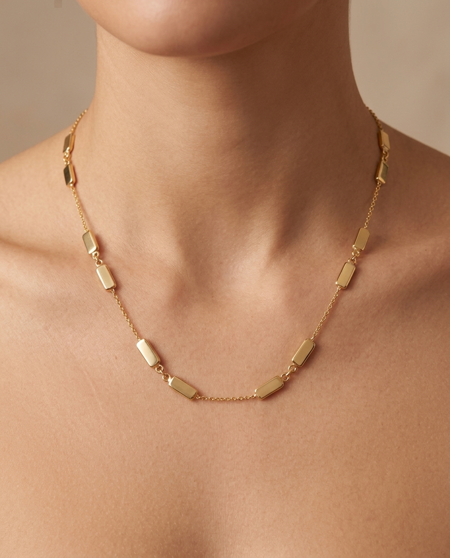 18KT Yellow Gold Tourmaline Station Necklace view 2