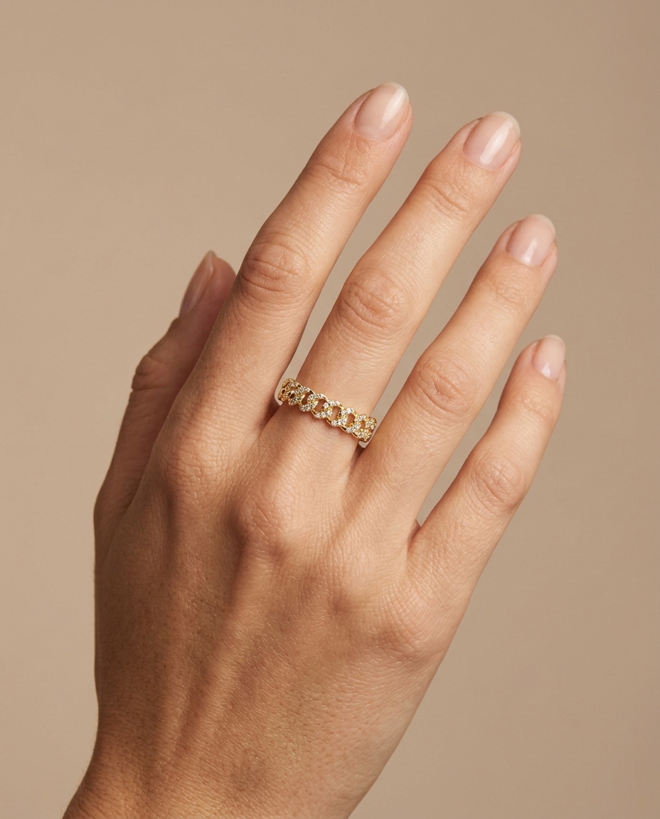 14KT Yellow Gold Tennis Diamond Ring view 2