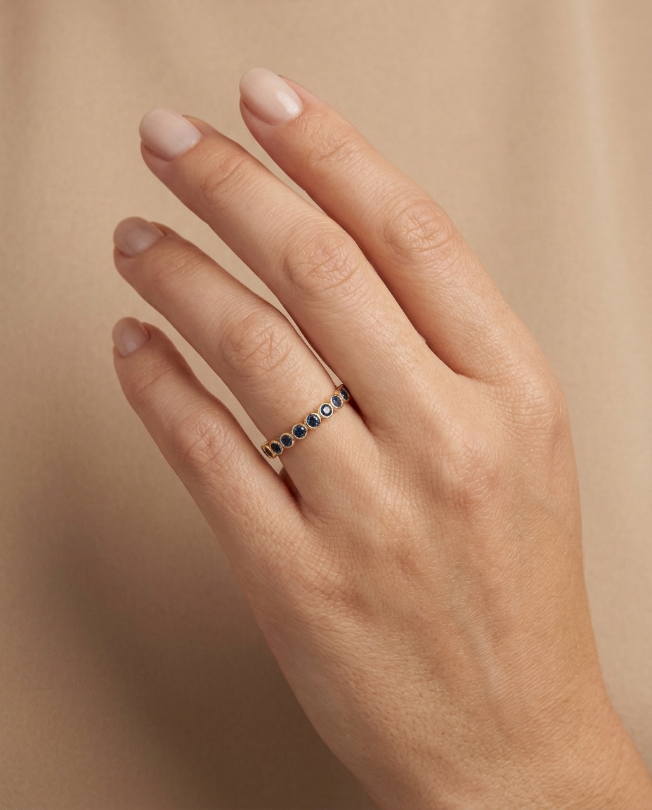 14KT Gold Blue Sapphire Ring view 2