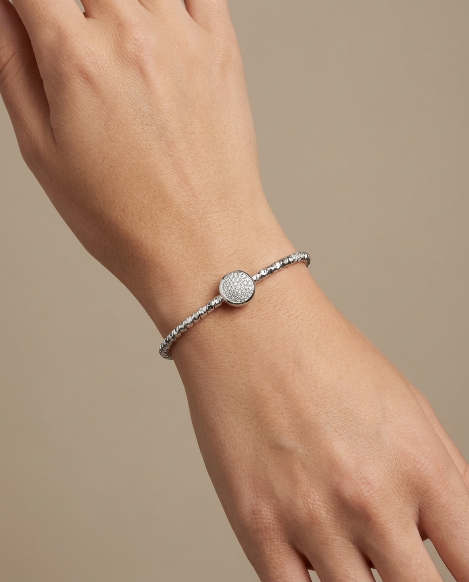 18KT White Gold Diamond Bangle view 2