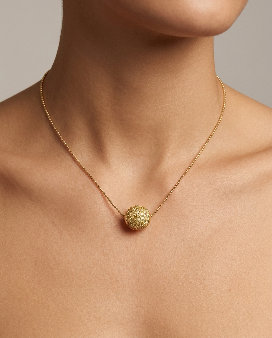 14KT Yellow Gold Yellow Sapphire Necklace on model