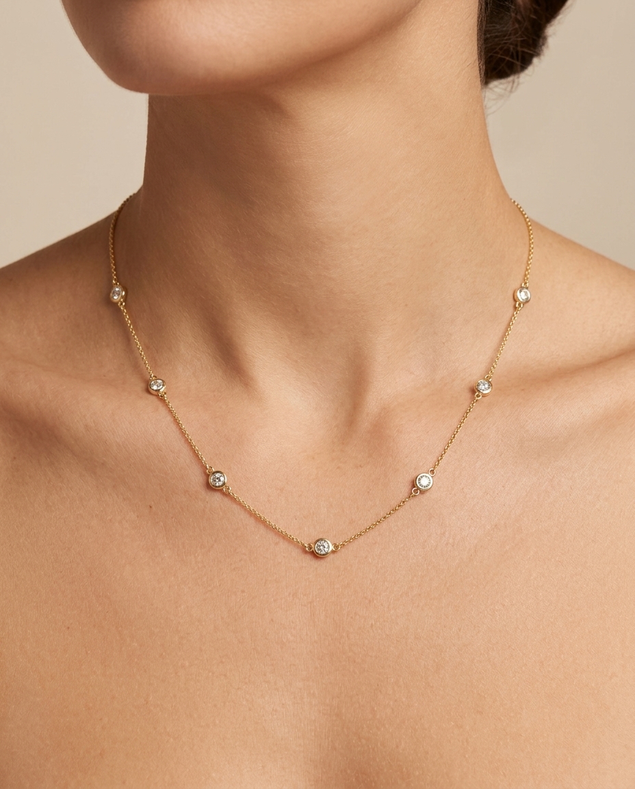 14KT Gold Diamond BY the Yard Necklace view 2