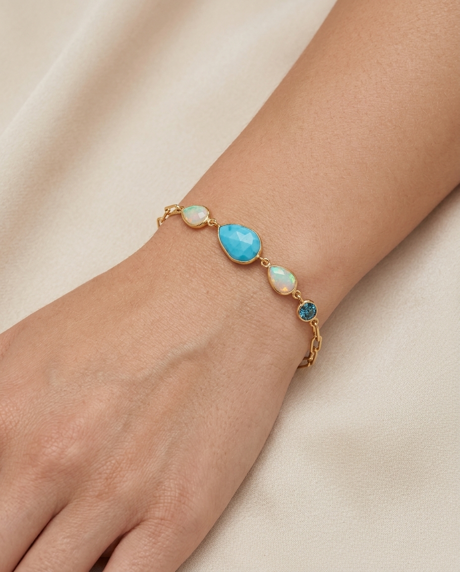 14KT Gold Turquoise Bracelet view 2