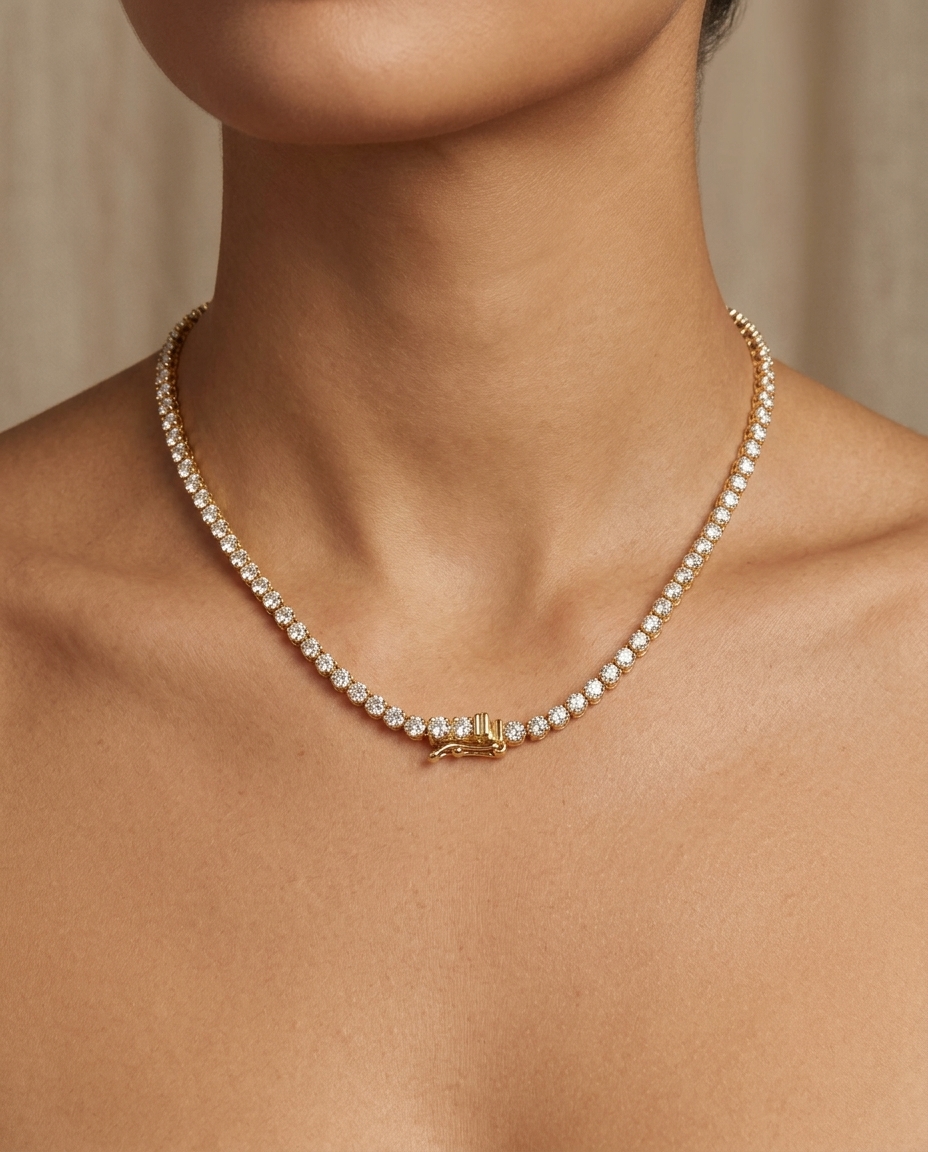 14KT Gold Diamonds Buttercup Graduated Necklace on model