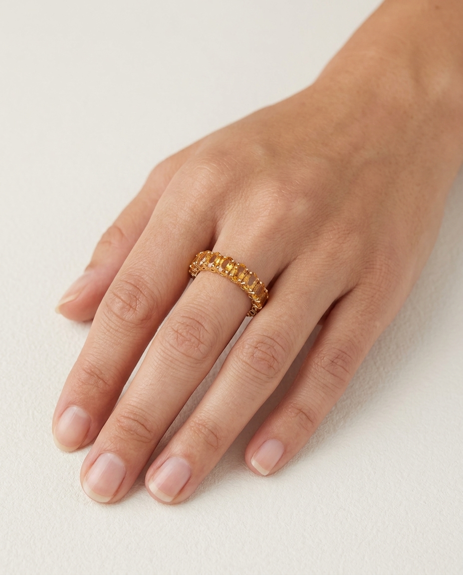 14KT Yellow Gold Orange Sapphire Ring view 2