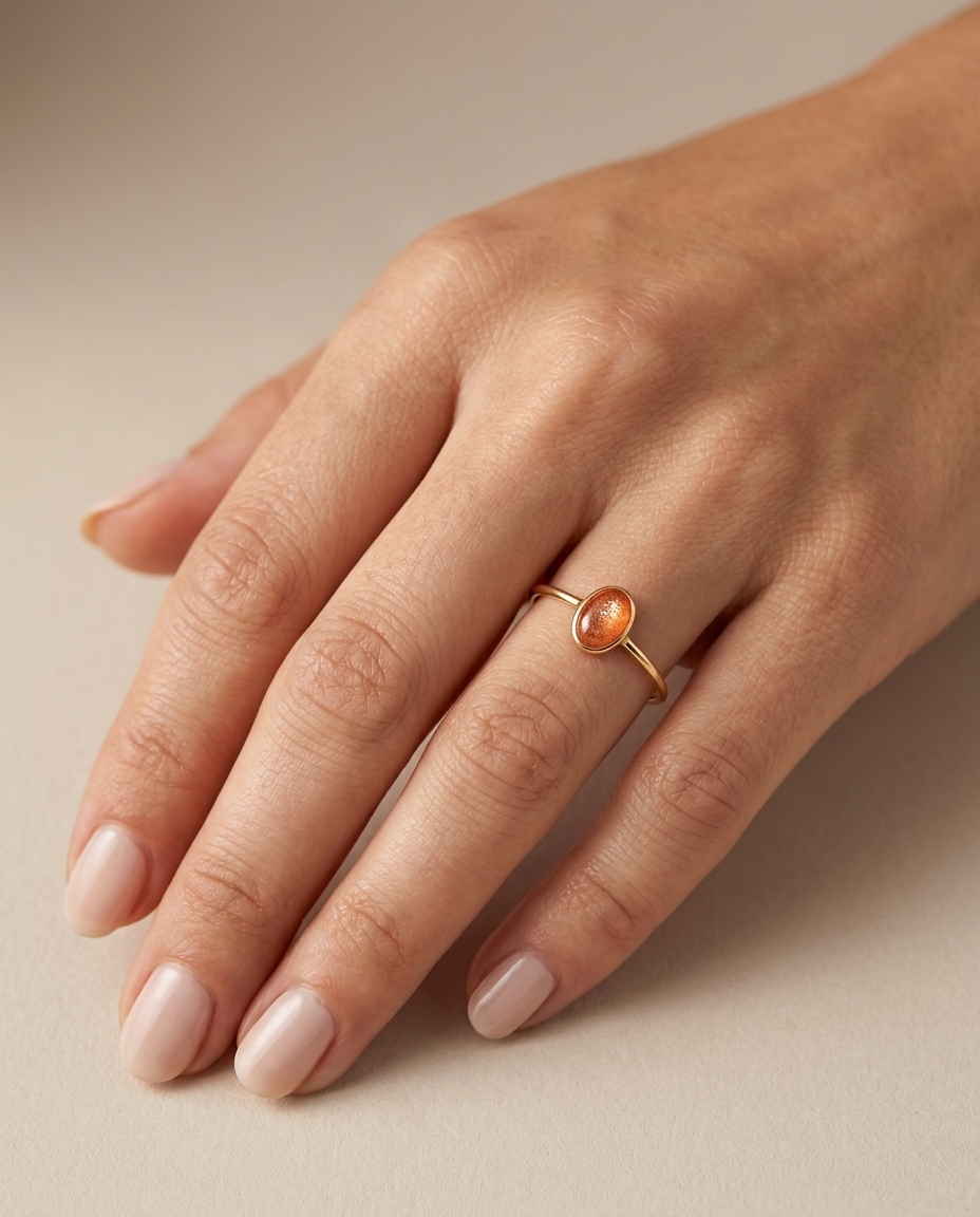 18KT Yellow Gold Orange Sapphire Ring view 2