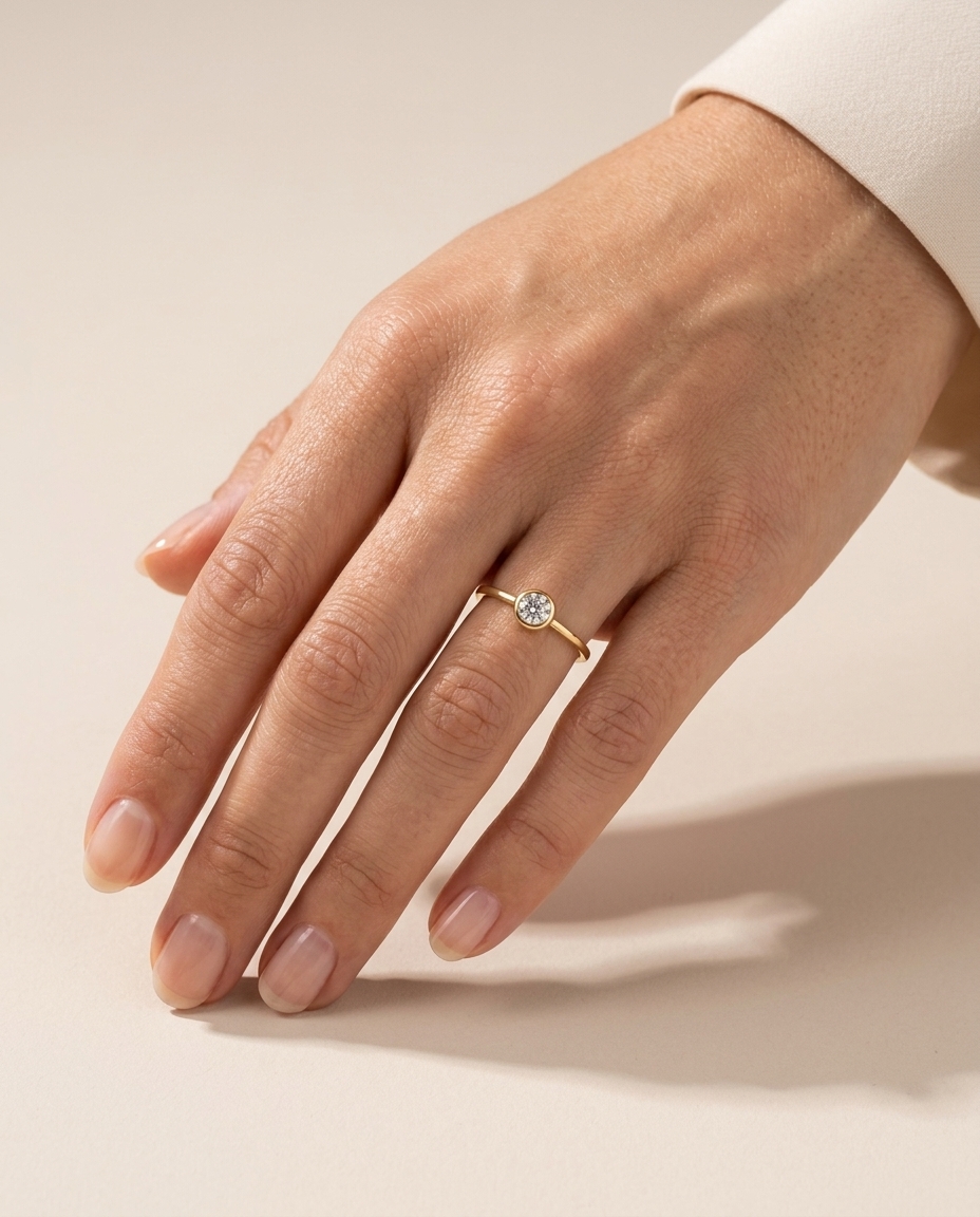 14KT Yellow Gold Diamond Bezel Ring view 2