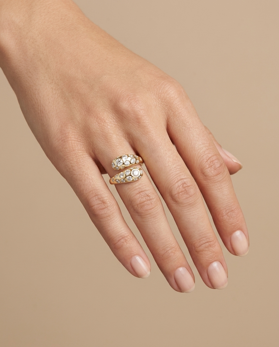 14KT Yellow Gold with Diamond Wrap Around Ring view 2