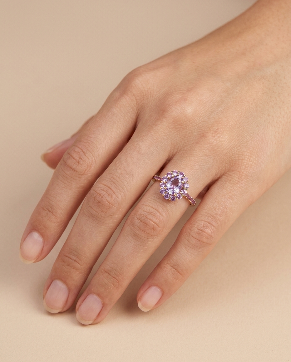 14KT Yellow Gold Ring with Pink Sapphire view 2
