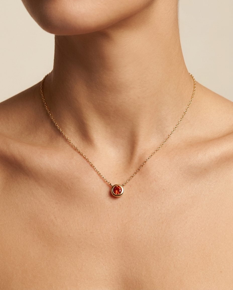 14KT Yellow Gold Tourmaline Necklace on model