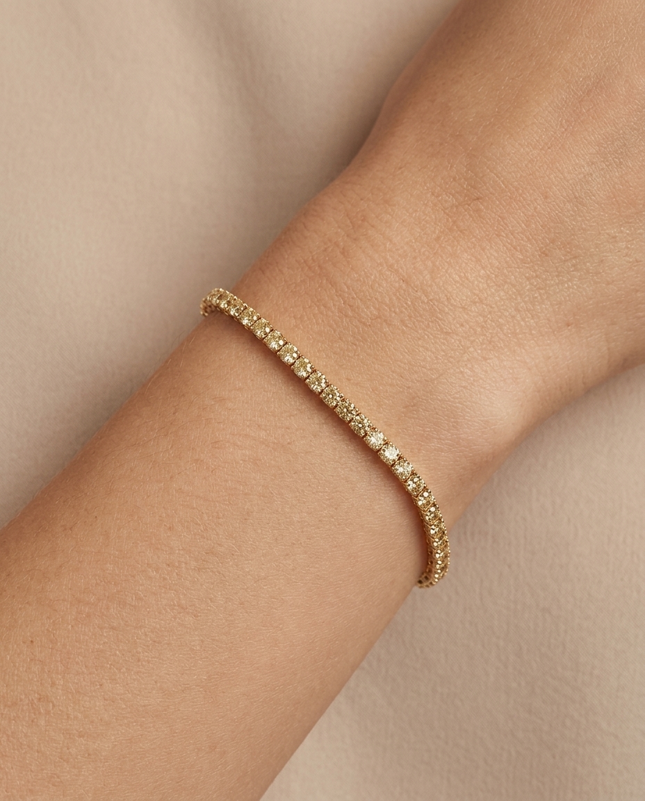 14KT Yellow Gold Champagne Diamond Bracelet view 2