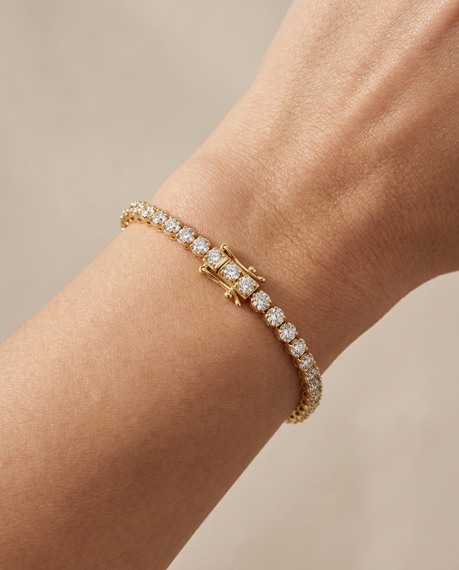 14KT Yellow Gold Champagne Diamond Buttercup Tennis Bracelet view 2