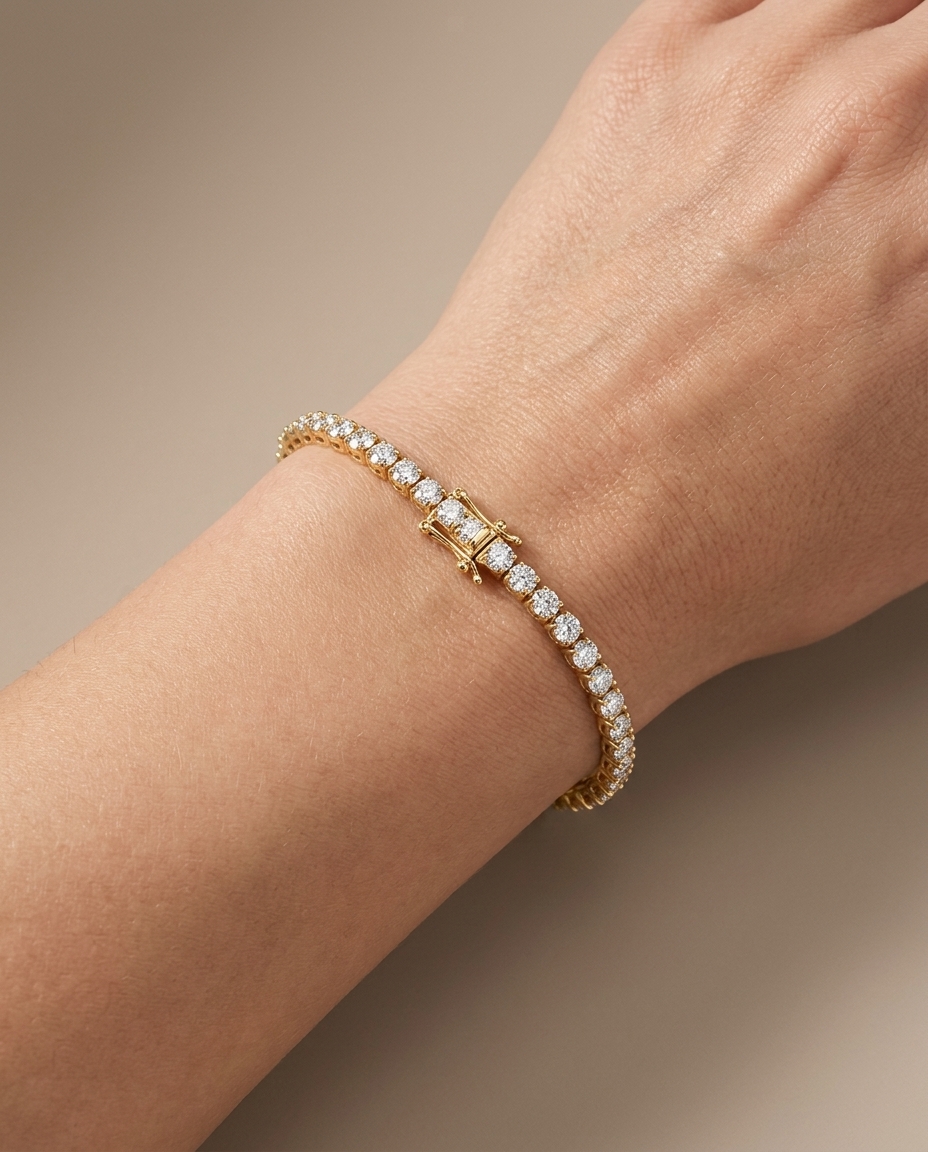 14KT Yellow Gold Champagne Diamond Buttercup Tennis Bracelet view 2