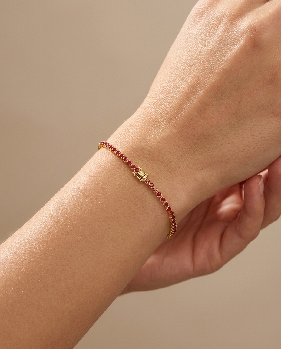 14KT Gold Ruby Bracelet view 2