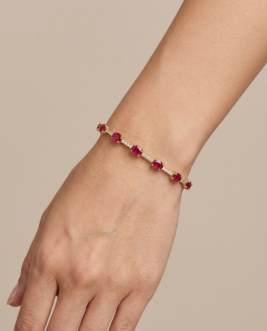 14KT Gold Ruby and Diamonds Bracelet view 2