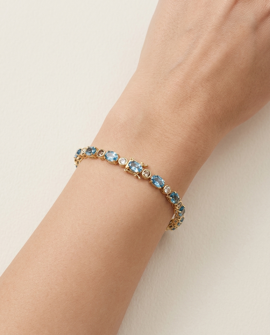 14KT Yellow Gold Topaz and Chocolate Diamonds Bracelet view 2